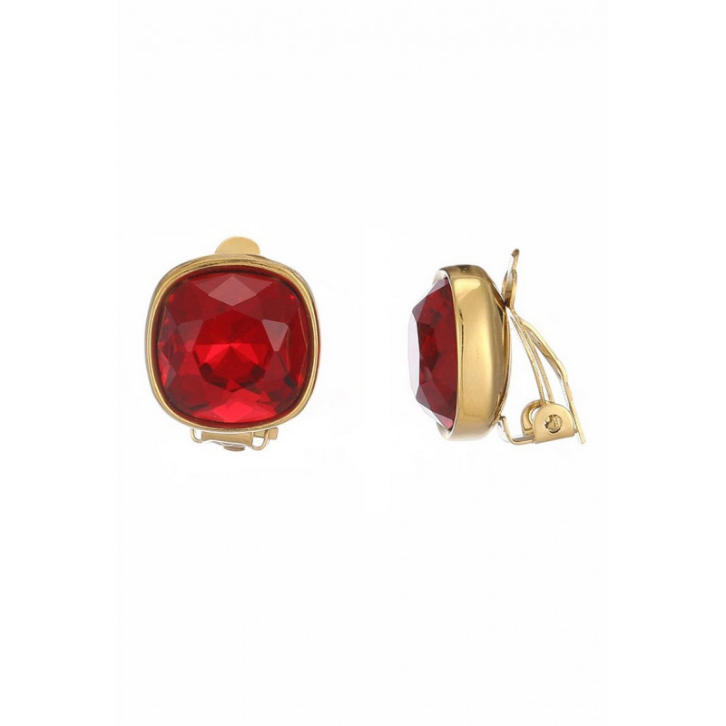 Nitika - Boucle d'oreille clip Acier Rouge