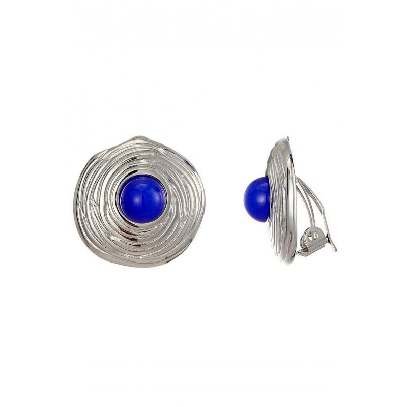 Zinaida - Boucle d'oreille clip Acier Bleue
