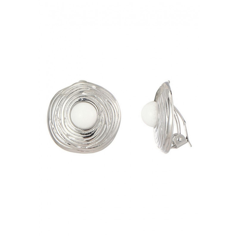 Zinaida - Boucle d'oreille clip Acier Blanche