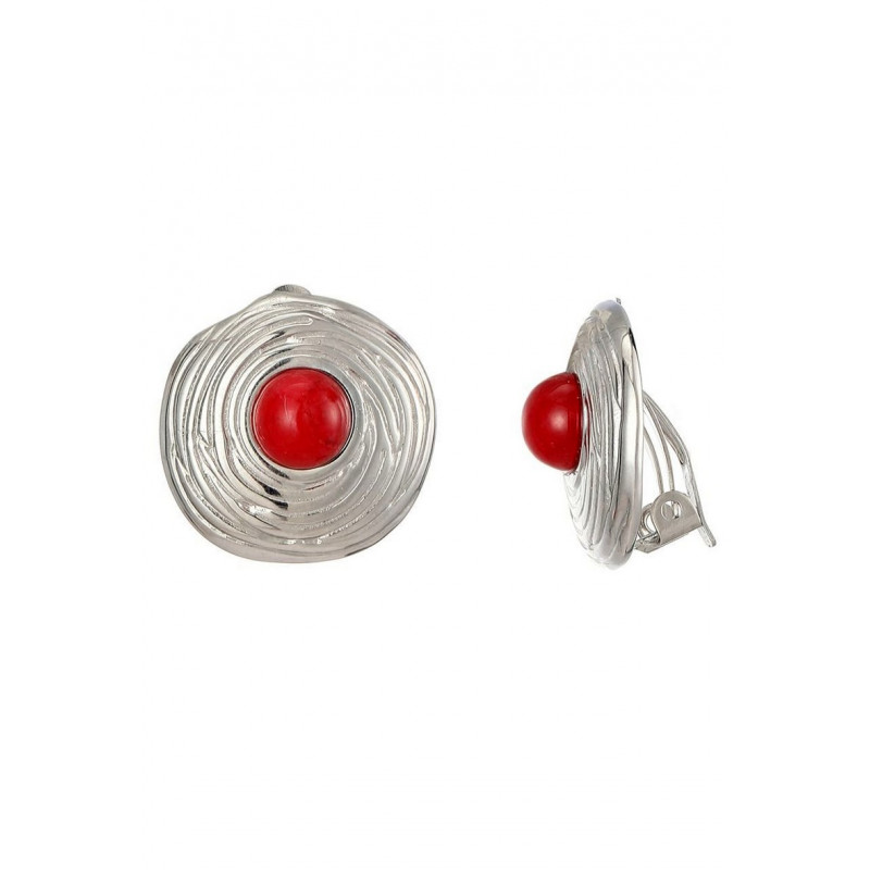 Zinaida - Boucle d'oreille clip Acier Rouge