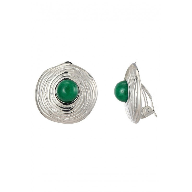Zinaida - Boucle d'oreille clip Acier Verte