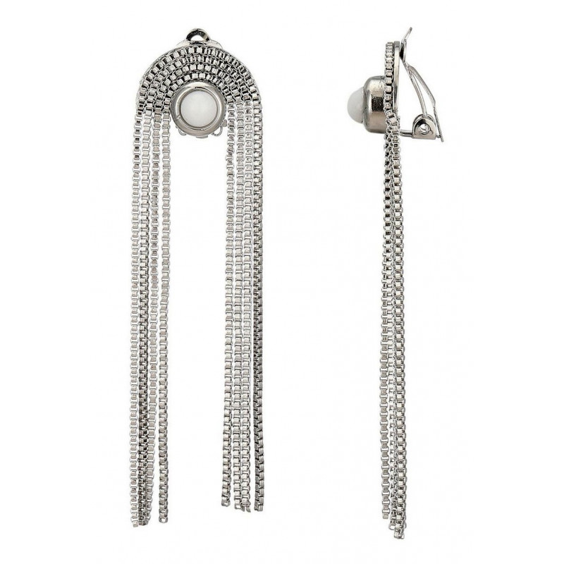 Zilpah - Boucle d'oreille clip Acier Blanche