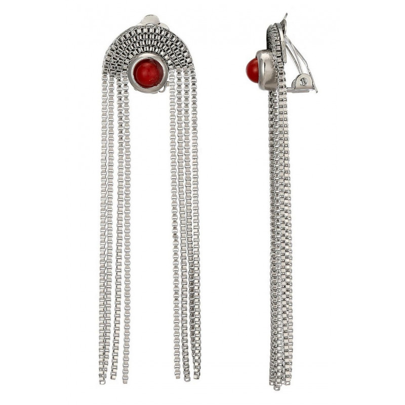 Zilpah - Boucle d'oreille clip Acier Rouge