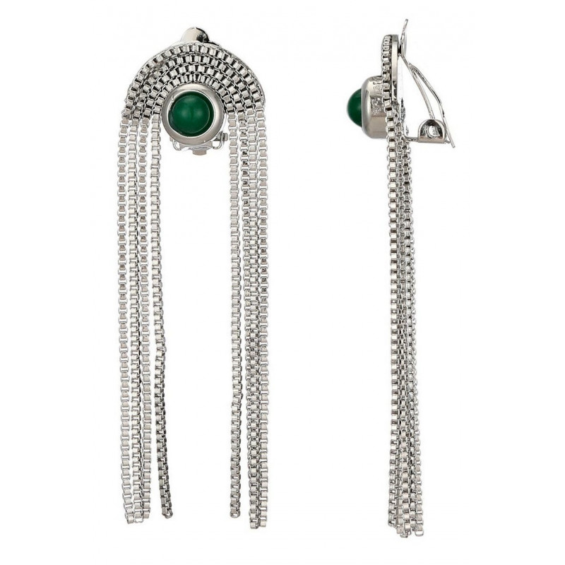 Zilpah - Boucle d'oreille clip Acier Verte