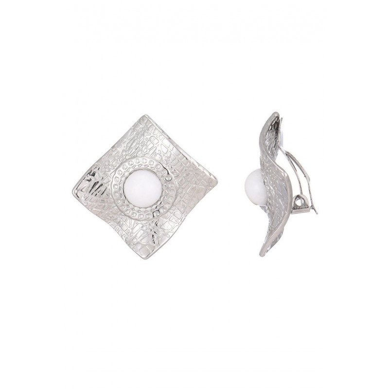 Zina - Boucle d'oreille clip Acier Blanche