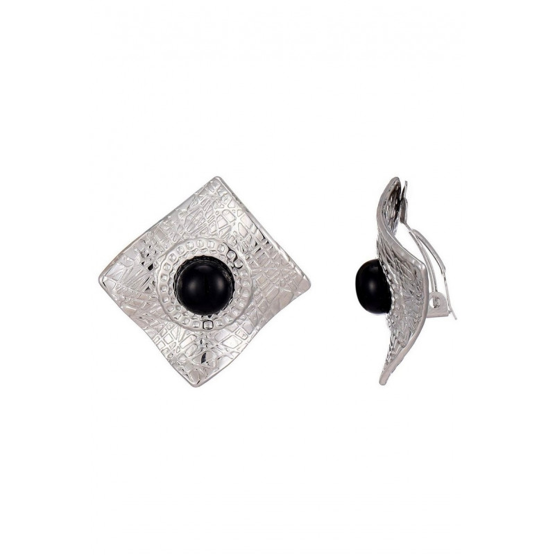 Zina - Boucle d'oreille clip Acier Noire