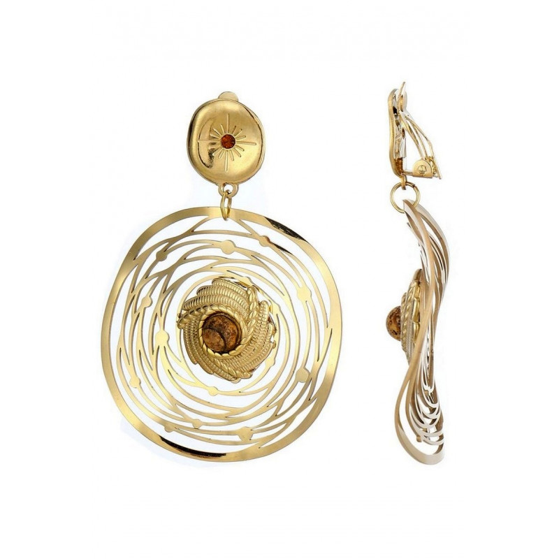 Zaire - Boucle d'oreille clip Acier Dorée