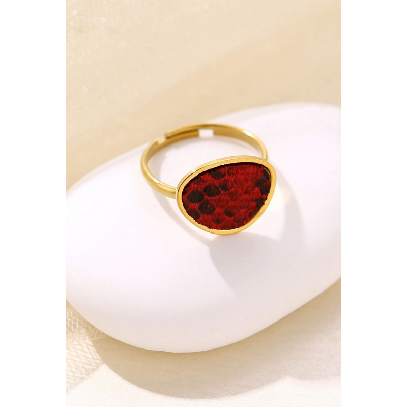 Yachme - Bague Acier Rouge