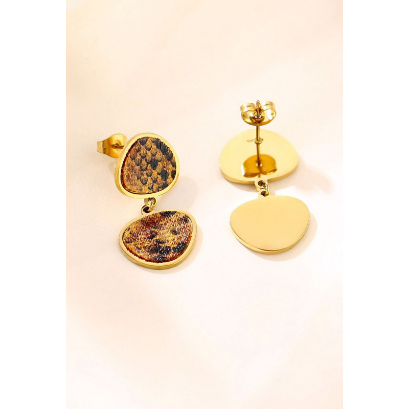 Yachme - Boucle d'oreille tige Acier Marron