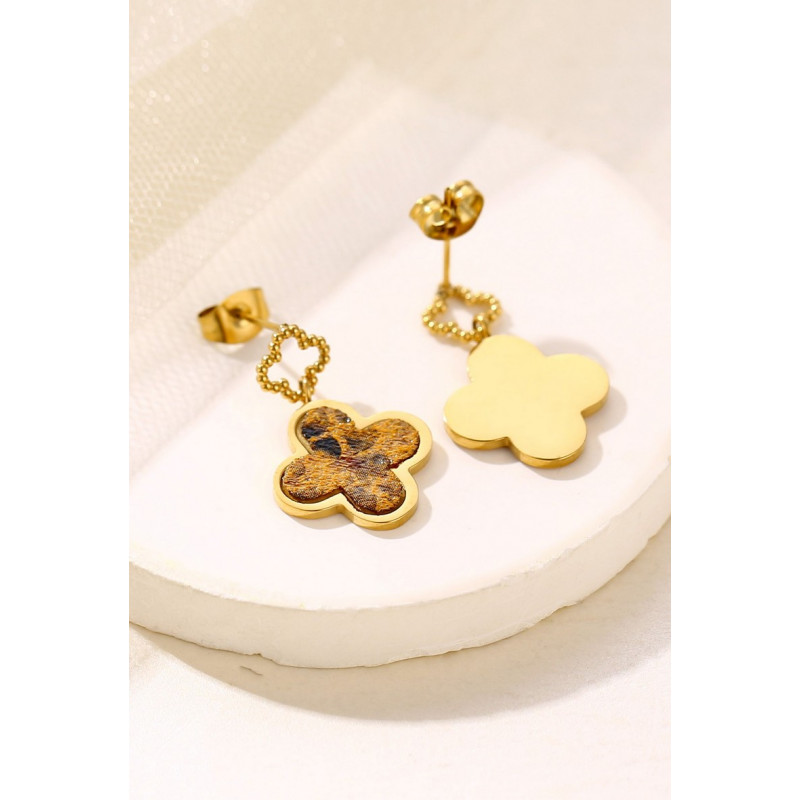 Yakout - Boucle d'oreille tige Acier Marron