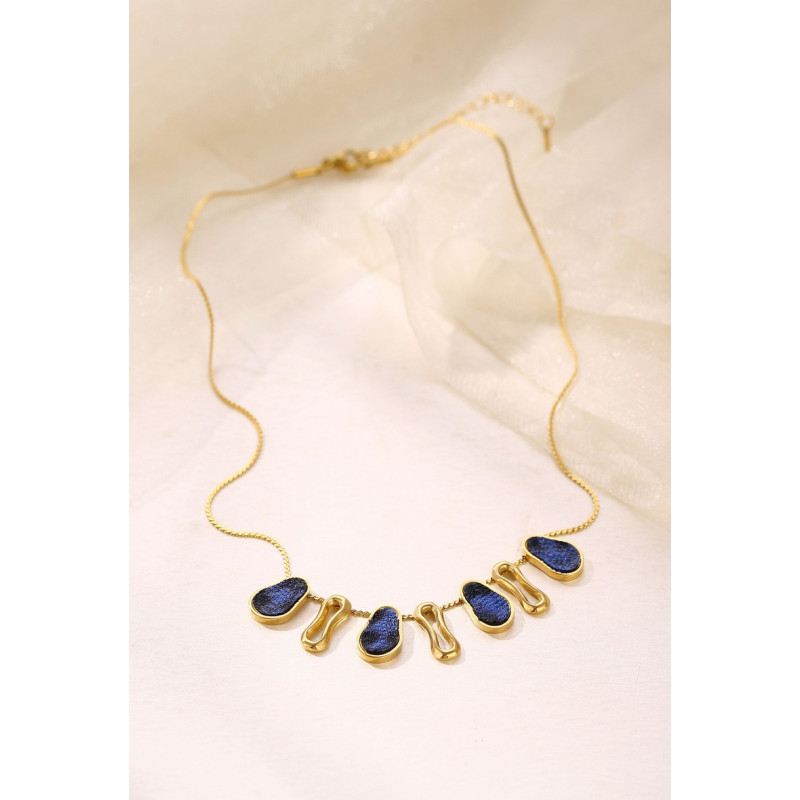 Yaqouta - Collier Acier Bleu