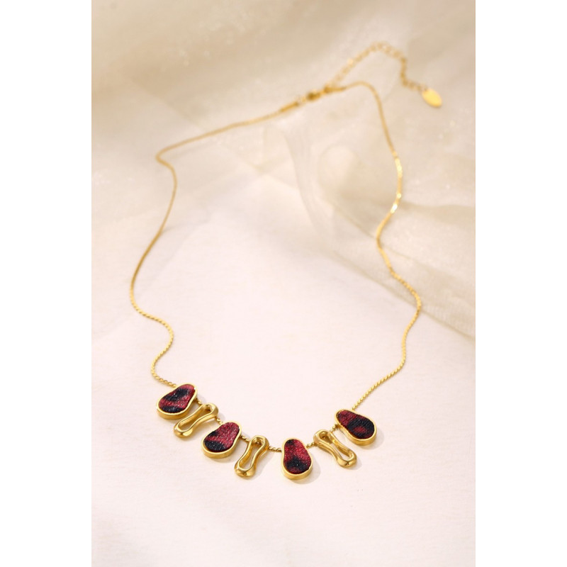 Yaqouta - Collier Acier Rouge