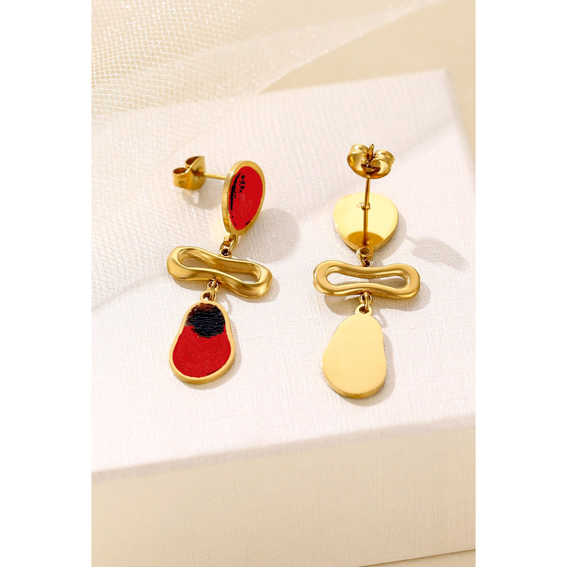 Yaqouta - Boucle d'oreille tige Acier Rouge