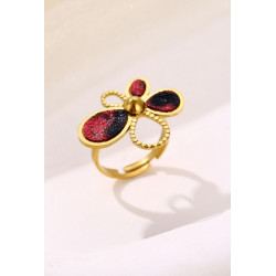 Yosra - Bague Acier Rouge