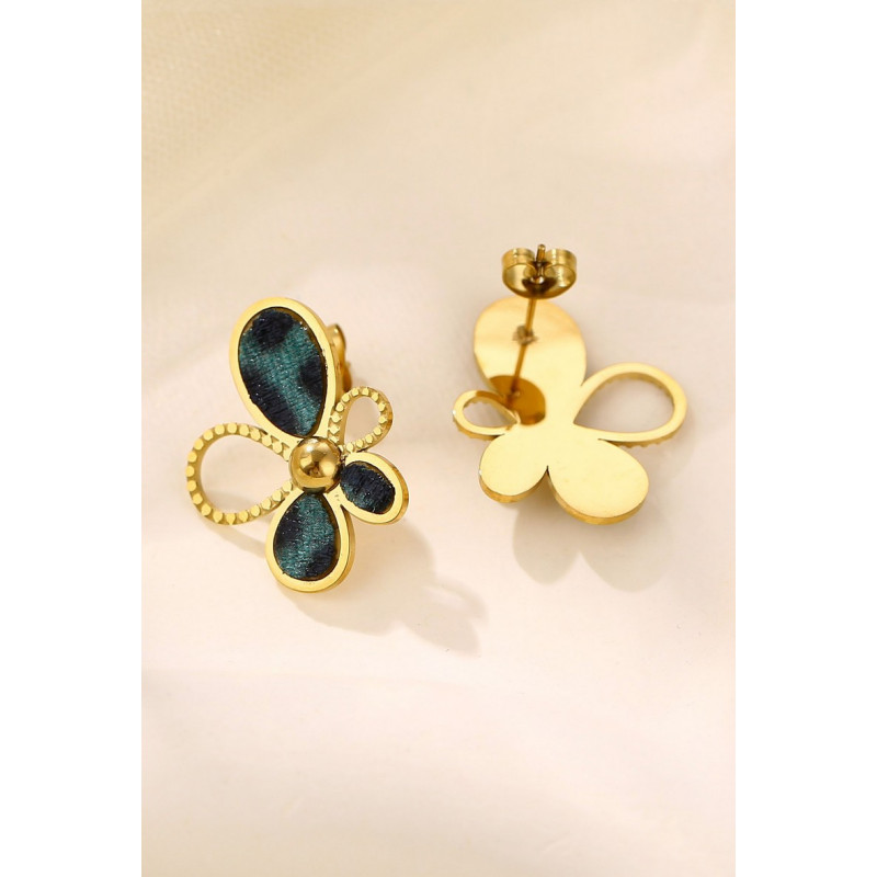 Yosra - Boucle d'oreille tige Acier Verte