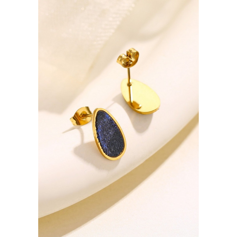 Yousra - Boucle d'oreille tige Acier Bleue