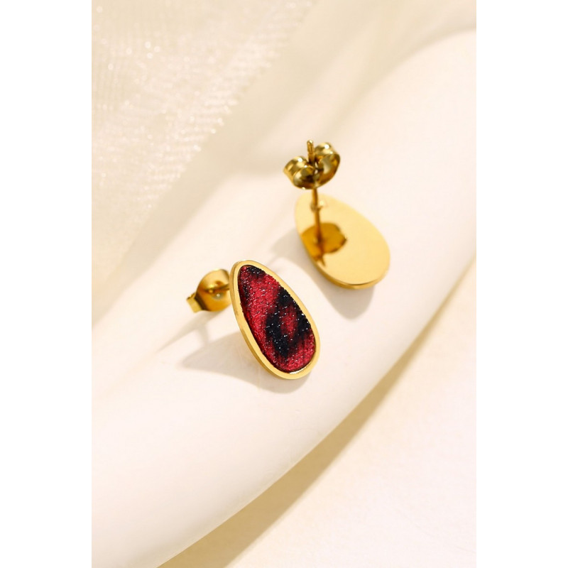 Yousra - Boucle d'oreille tige Acier Rouge