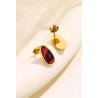 Yousra - Boucle d'oreille tige Acier Rouge