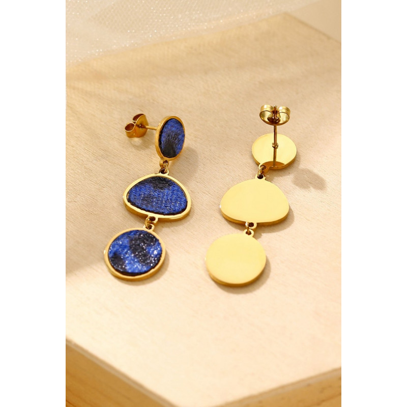 Yassira - Boucle d'oreille tige Acier Bleue