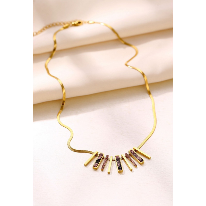 Yawaqit - Collier Acier Rose