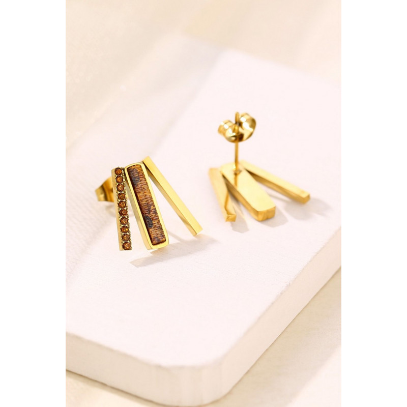 Yawaqit - Boucle d'oreille tige Acier Marron