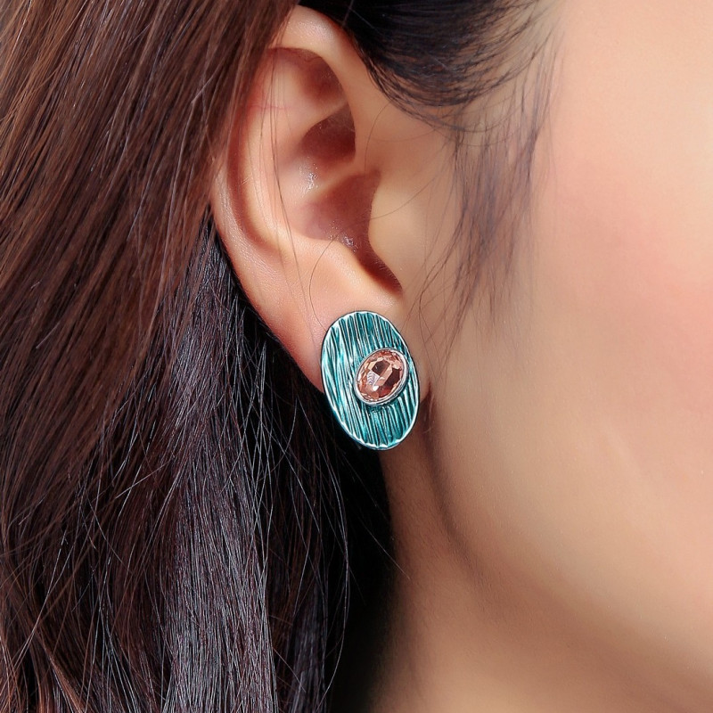 Franceline - Boucle d'oreille clip verte