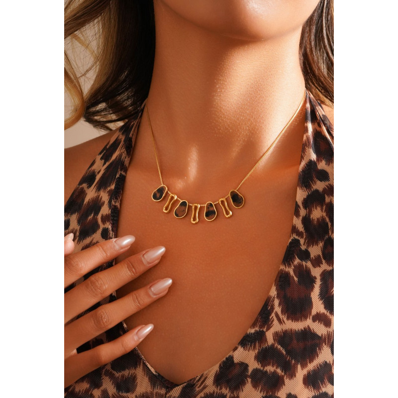 Yaqouta - Collier Acier Marron