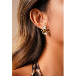 Yosra - Boucle d'oreille tige Acier Marron