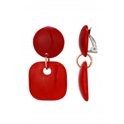 Eeva - Boucle d'oreille clip acier Rouge