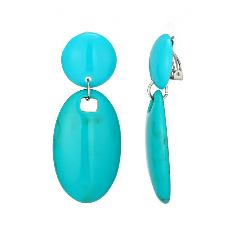 Efrae - Boucle d'oreille clip Acier Turquoise