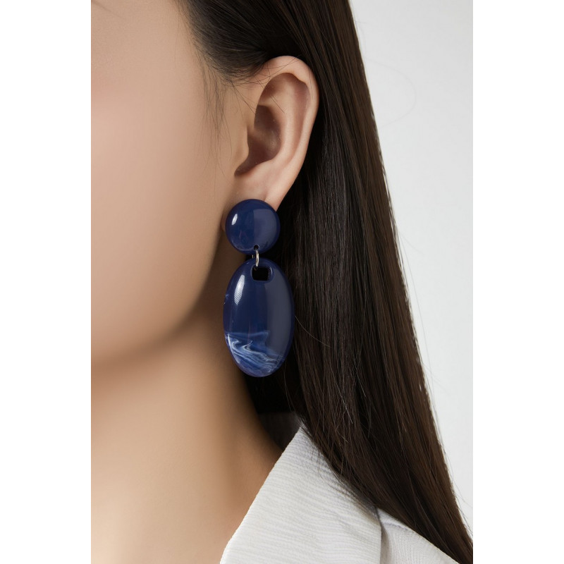 Efrae - Boucle d'oreille clip Acier Bleue