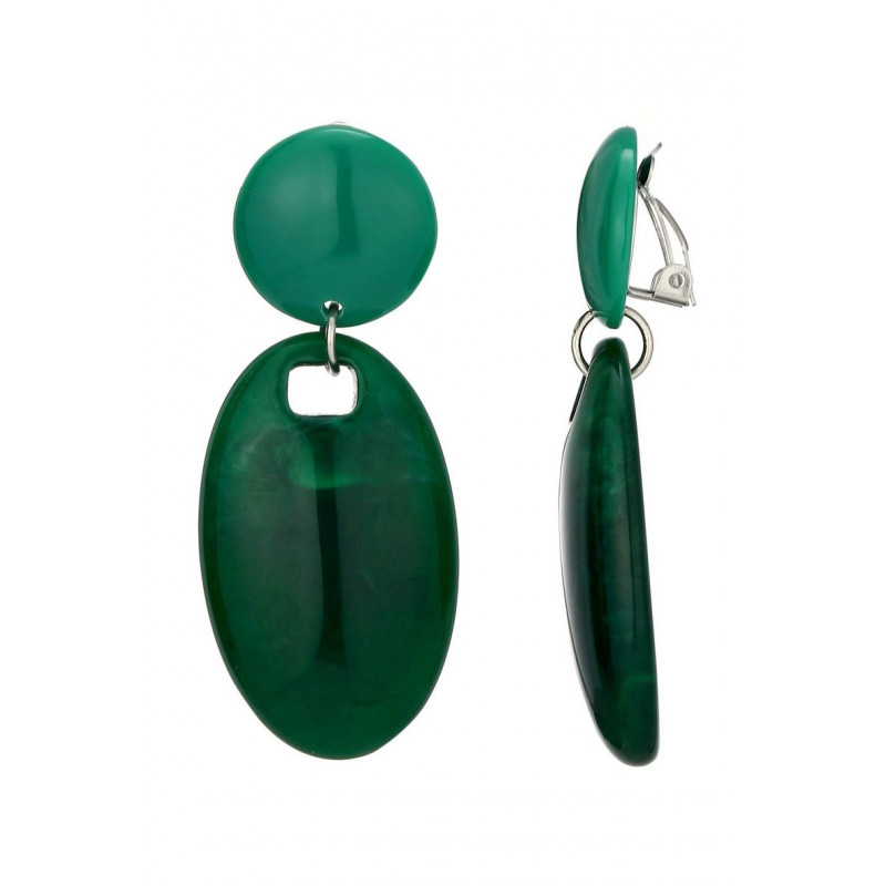Efrae - Boucle d'oreille clip Acier Verte