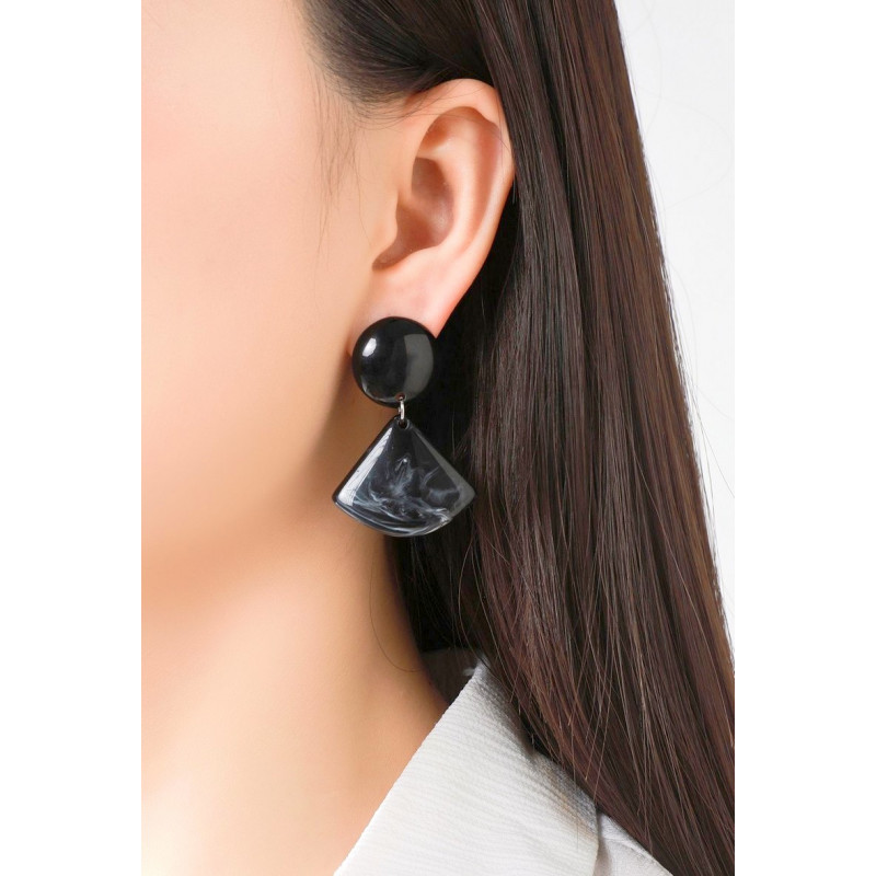 Emilienne - Boucle d'oreille clip Acier Noire
