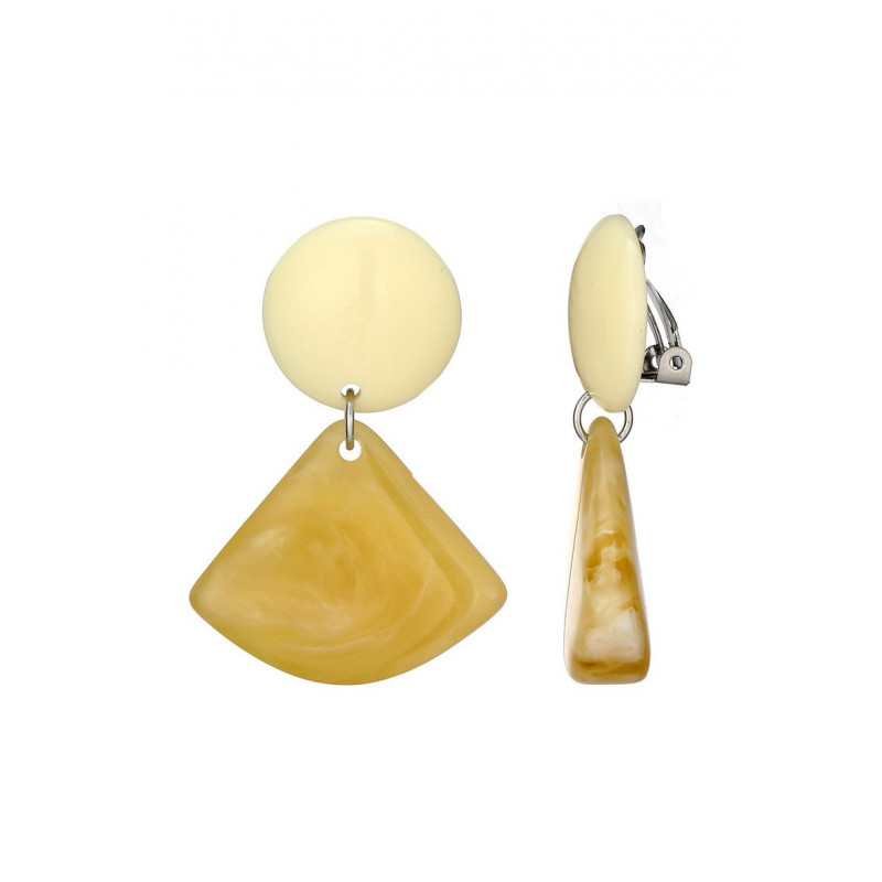 Emilienne - Boucle d'oreille clip Acier Beige