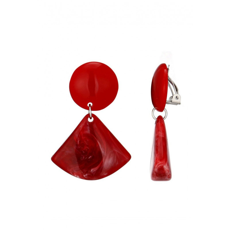 Emilienne - Boucle d'oreille clip Acier Rouge