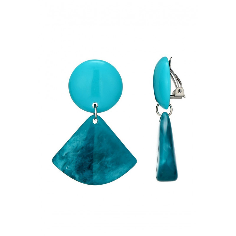 Emilienne - Boucle d'oreille clip Acier Turquoise