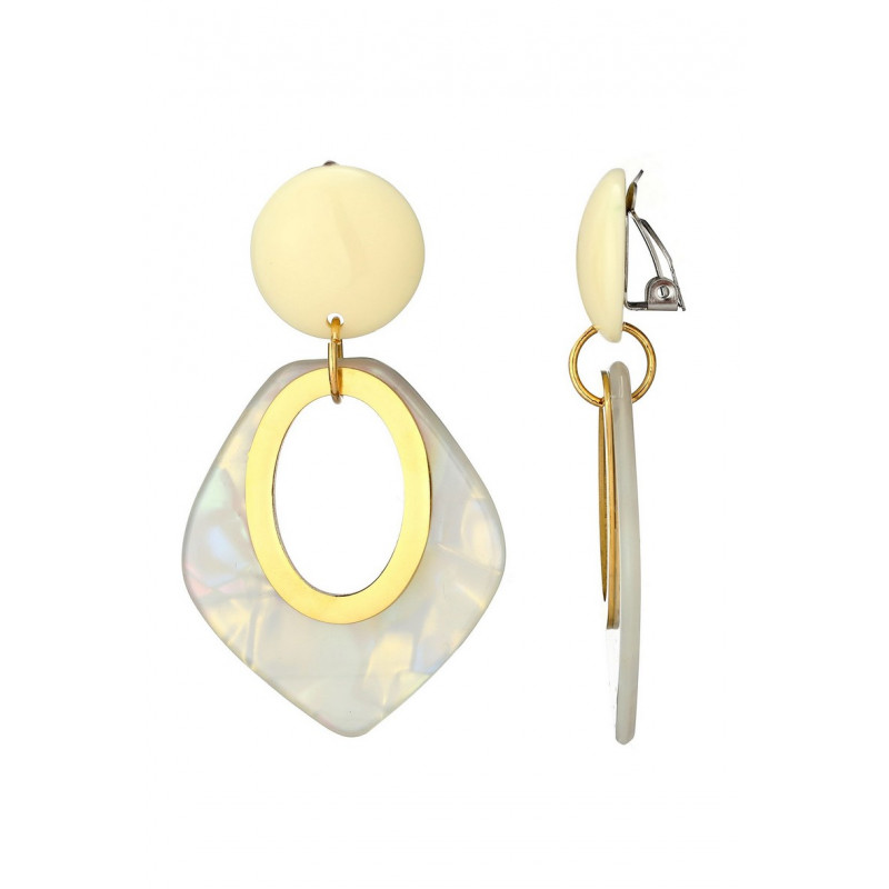 Utako - Boucle d'oreille clip Acier Blanche