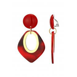 Utako - Boucle d'oreille clip Acier Rouge