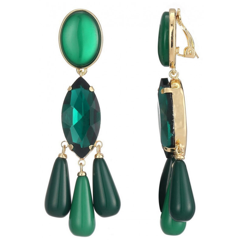 Nunzia - Boucle d'oreille clip Verte