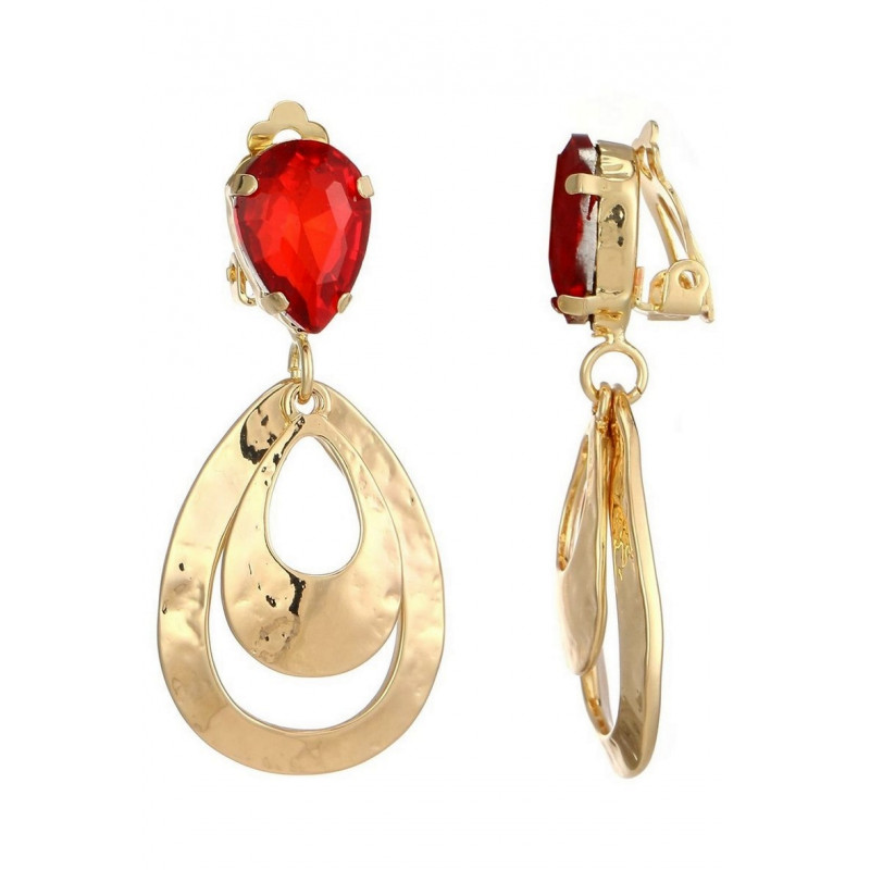 Nimue - Boucle d'oreille clip Rouge