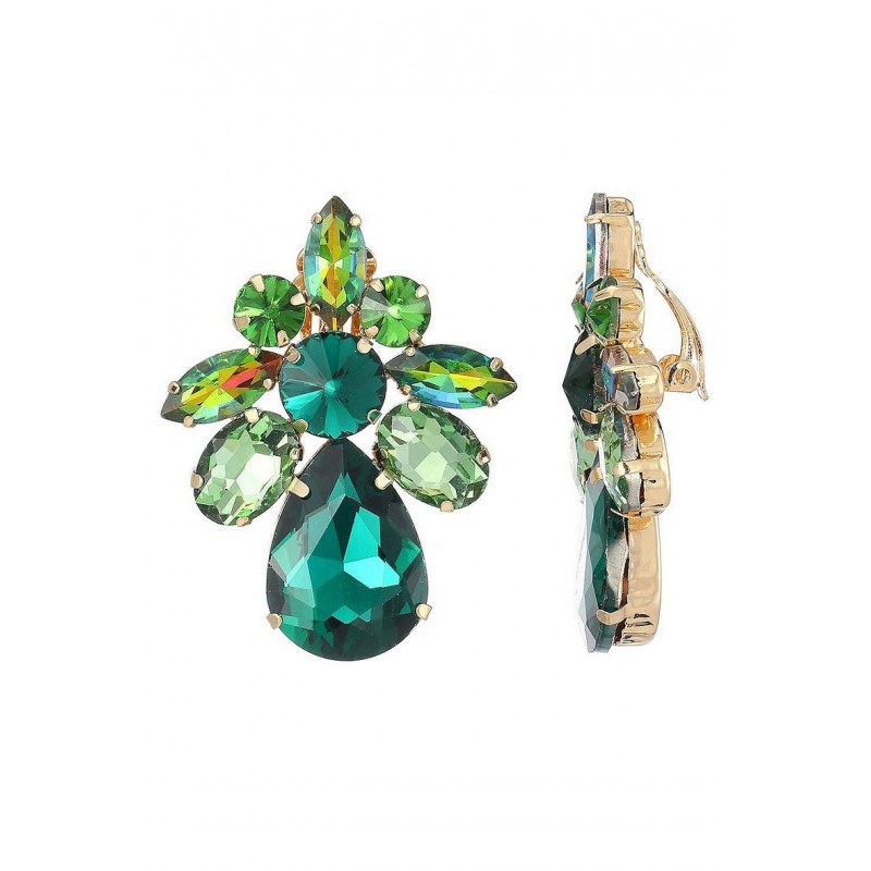 Xanthippe - Boucle d'oreille clip Verte