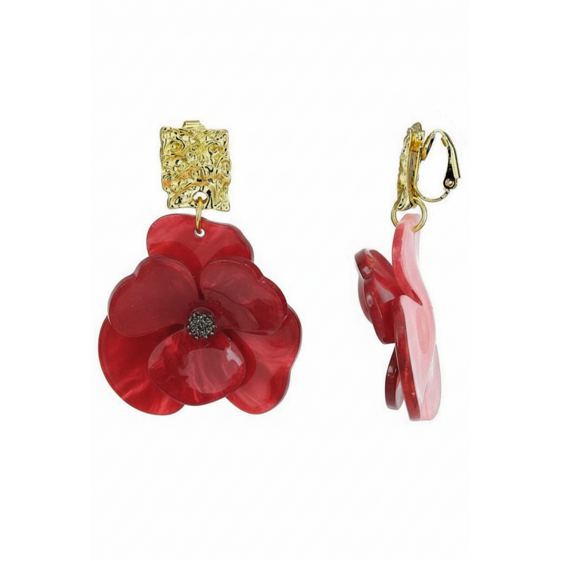 Fionnuala - Boucle d'oreille clip Rouge