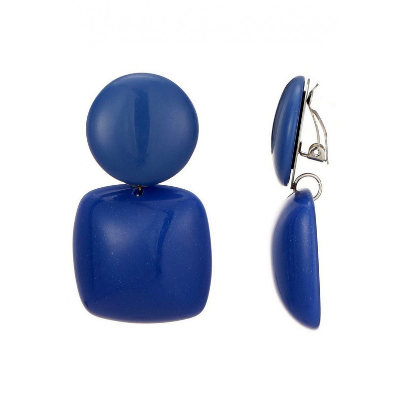 Nasra - Boucle d'oreille clip Acier Bleue