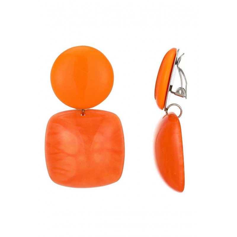 Nasra - Boucle d'oreille clip Acier Orange