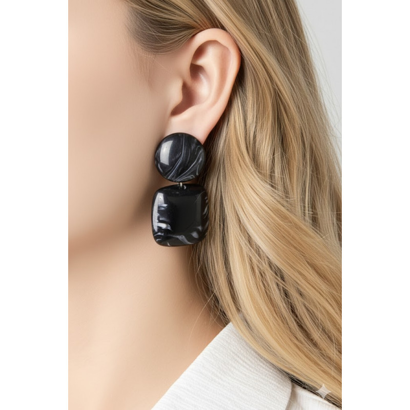 Nasra - Boucle d'oreille clip Acier Noire