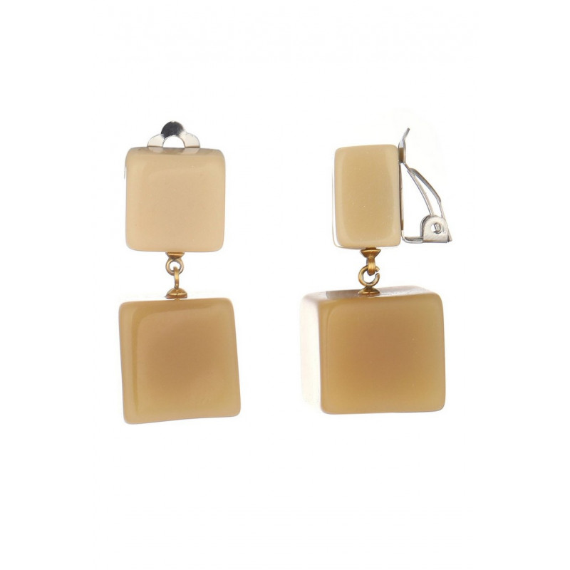 Nathanaelle - Boucle d'oreille clip Acier Beige