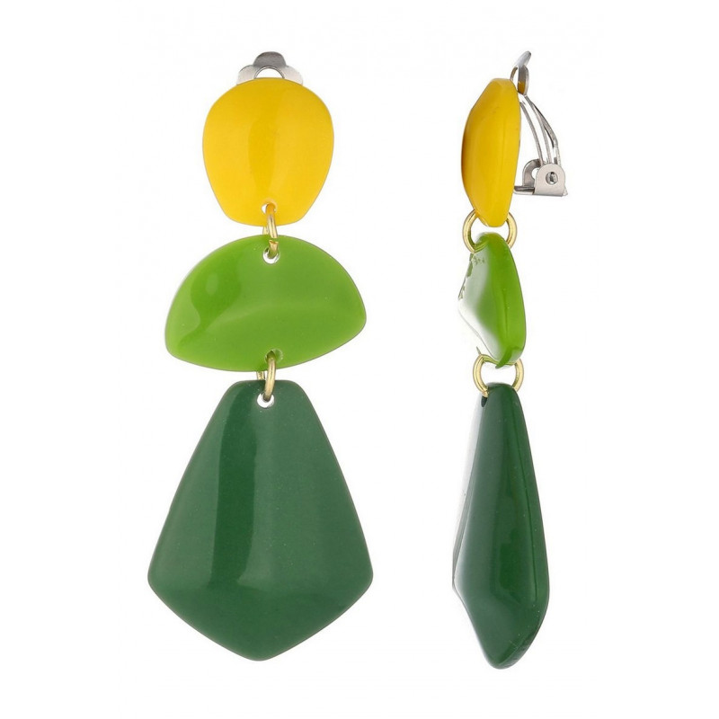 Nyree - Boucle d'oreille clip Acier Verte