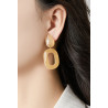 Ning - Boucle d'oreille clip Acier Verte