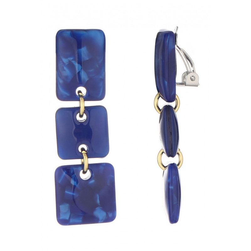 Neo - Boucle d'oreille clip Acier Bleue