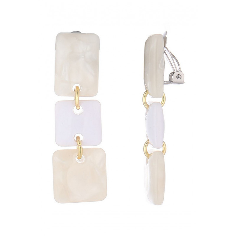 Neo - Boucle d'oreille clip Acier Blanche